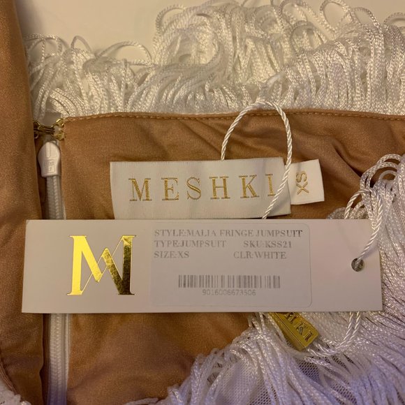 Meshki Malia Fringe Jumpsuit White XS - Picture 6 of 6